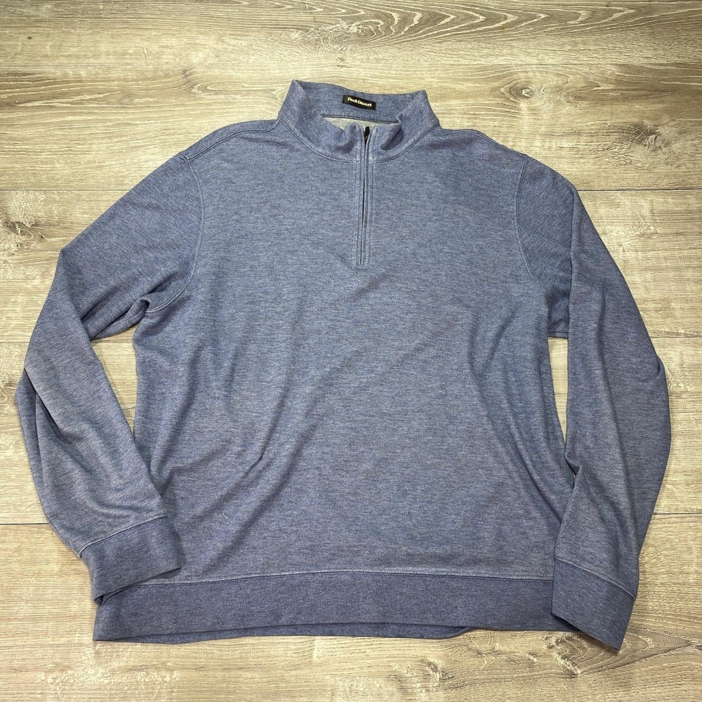 Paul Stuart Pullover Mens XL Blue Quarter Zip Mock Neck Sweatshirt Casual‎ Knit